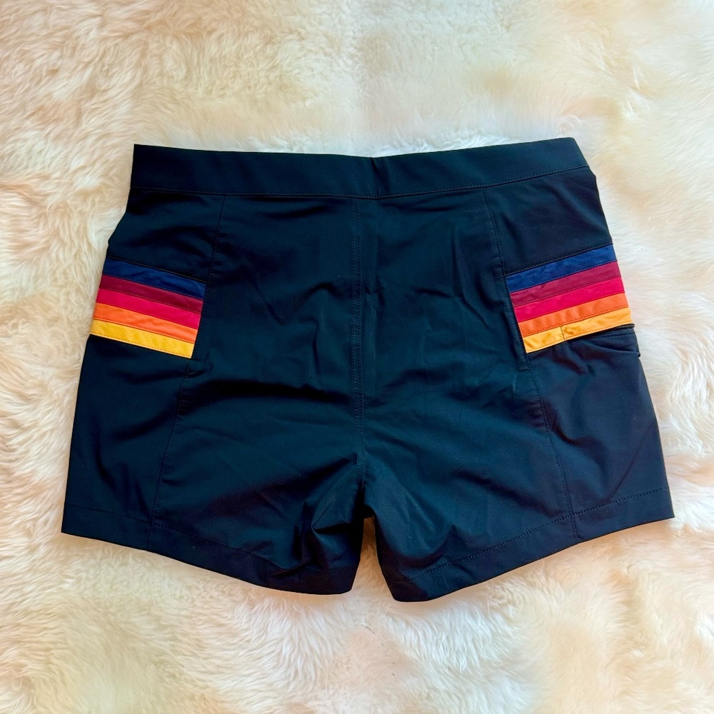 MEN'S HORIZONTAL 5 STRIPE FLEX SHORTS - BLACK - Picture 3 of 3